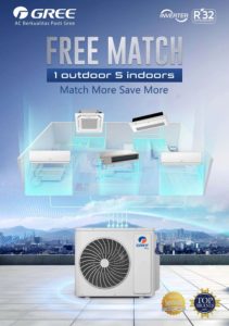 Mengenal Gree Free Match Solusi Praktis 1 Outdoor AC untuk Banyak Ruangan