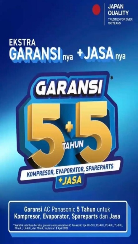 Garansi Panasonic 5 Tahun untuk Semua AC Split